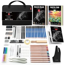 95-Piece Sketching and Drawing Art Set with 3-color Sketch Book and Pastel Pa...