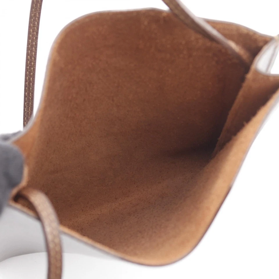 Bandolera de hombro HERMES Onimetou caja cuero de becerro marrón marrón marrón fuente G Foto 3 de 4