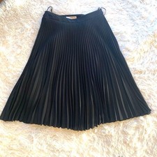 PRADA Pleated Skirt Size 38 M Elegant Black Polyester 60cm Length