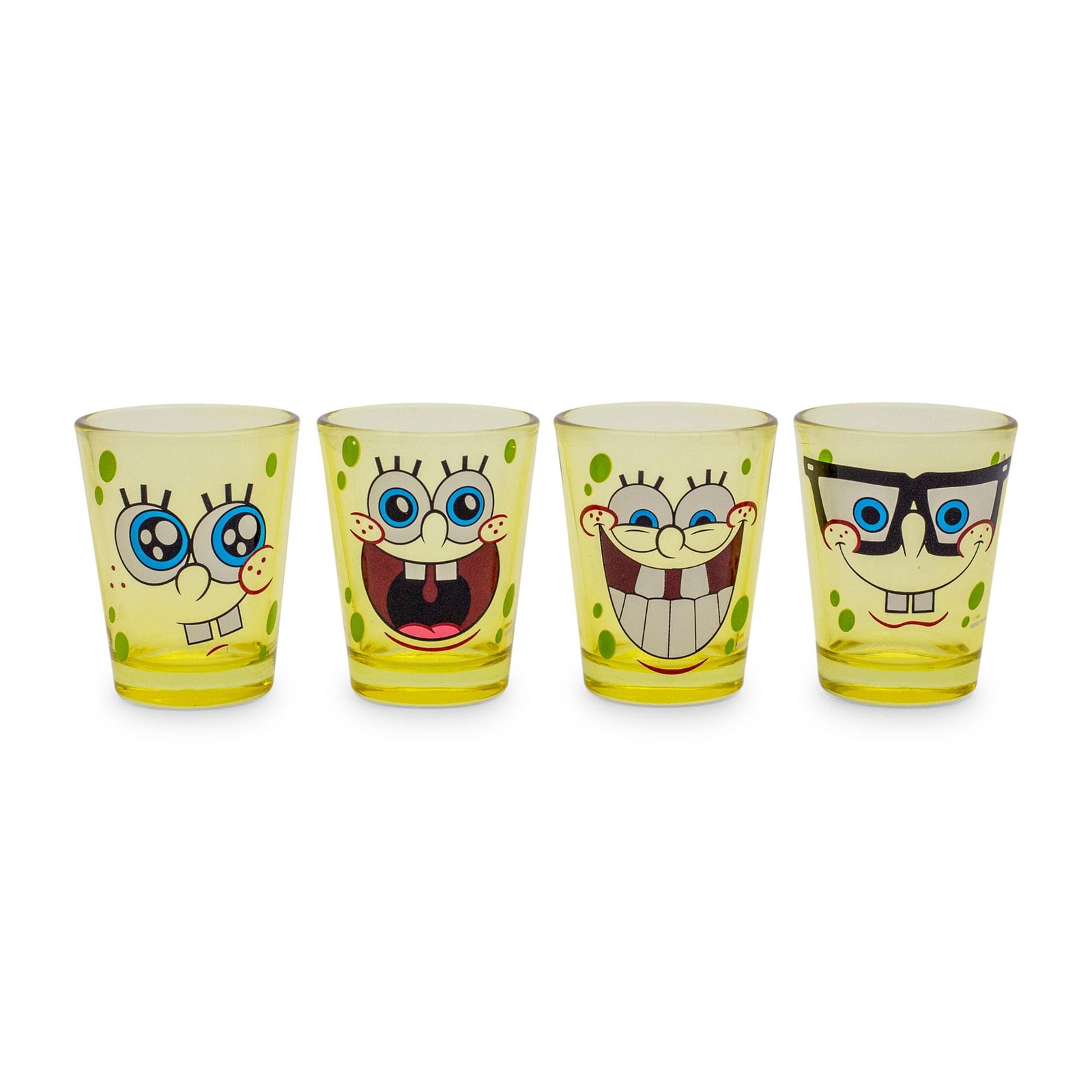 SpongeBob Mini Glasses 2-Oz Set of 4 Fun Nickelodeon Drinkware