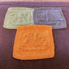 Hand Knit Baby Boy Washclths-NEW