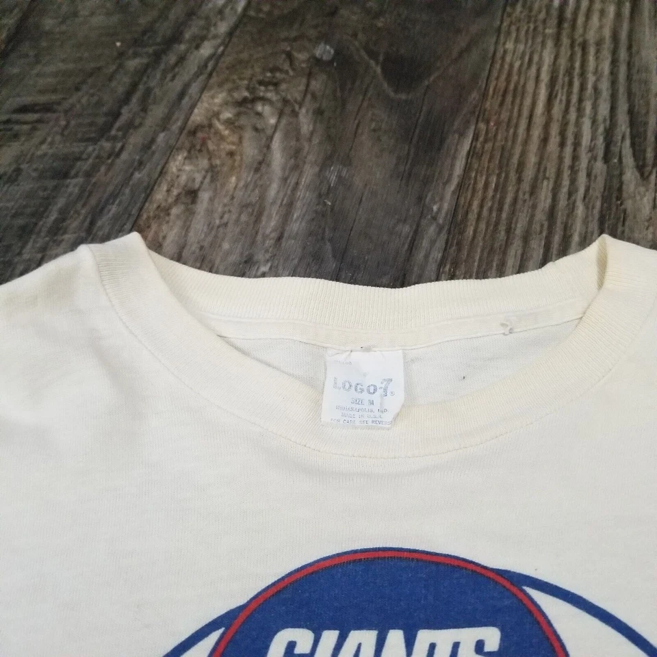 Vintage New York Giants Shirt Men Medium Long Sleeve 80s Logo 7 Old School NFL - Image 4 of 4