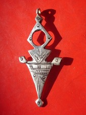 Niger Tuareg Kreuz handgraviert Fibelform Anhänger L95mm