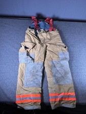 Vintage Globe Firefighter Pants Mens 38x30 Beige Insulated Bunker FR Turnout USA