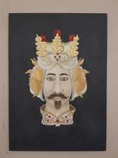 Square Heads of Moro Hand Painted Oil on Canvas Sicily Sizes + Frame