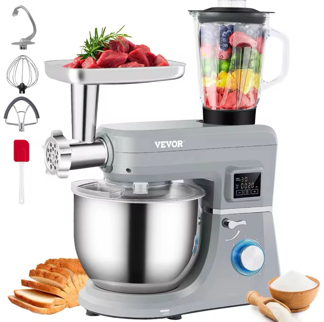 Vevor 5 in 1 Stand Mixer 7.4Qt 6-Speed LCD Electric Mixer w/ Bowl
Opens in a new window or tab