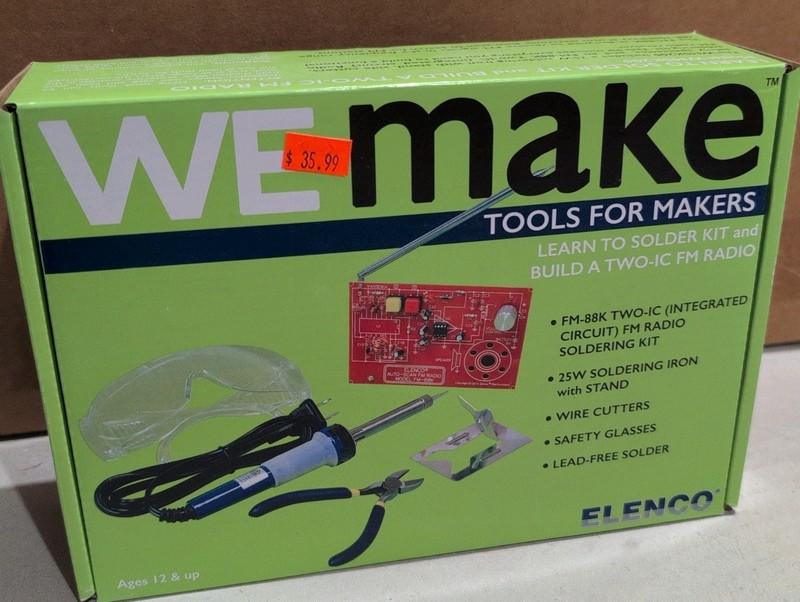 Elenco WEmake FM Radio DIY Soldering Kit with Tools, Model WMSK200