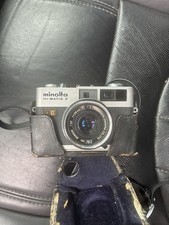 Minolta Hi-Matic F Silver 35mm Rangefinder Film Camera w/ Case  Strap
