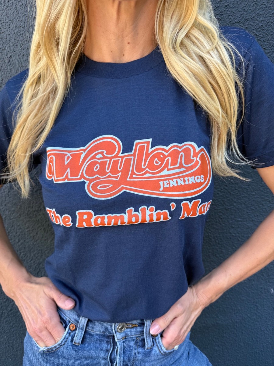 VINTAGE 80s WAYLON JENNINGS THE RAMBLIN' MAN T-SHIRT MEN SZ S