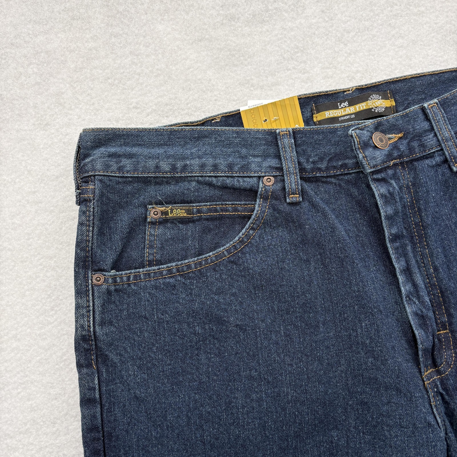 Lee Regular Fit Jeans Mens 38x30 Blue Dark Wash Straight Leg Denim Casual NWT thumbnail 3