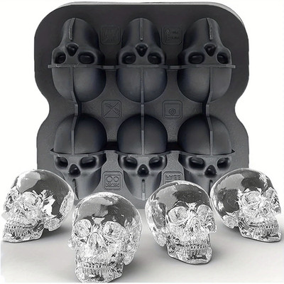 1pc Skull Ice Ball Mold Silicone 3D Ice Cube Tray Cocktail Maker - NEW