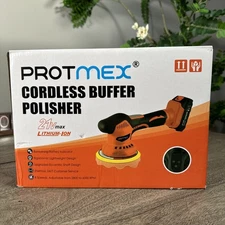 Protmex Cordless Car Buffer Polisher w/ 2x2000mAh 21V Batteries, 6 Inch Buffer