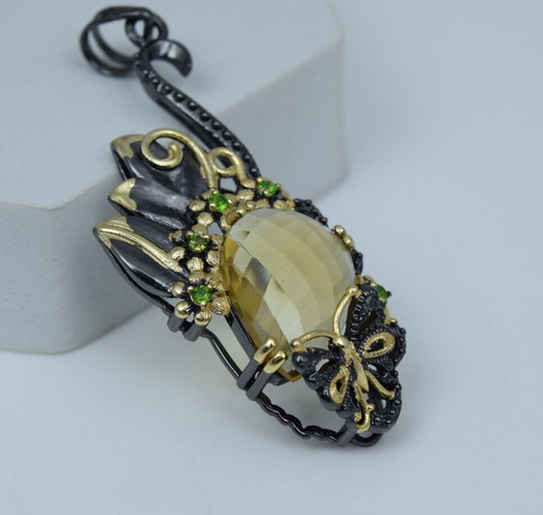 Collier En Argent 925 Avec Pierres Vertes, Citron, Cristal Et Perles De Quartz - Neuf Sans Emballage