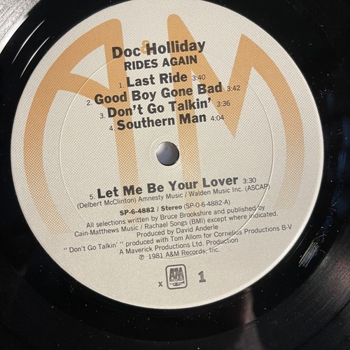 Doc Holliday – Doc Holliday Rides Again... Vinyl, LP 1981 A&M Records - Bild 3 von 3