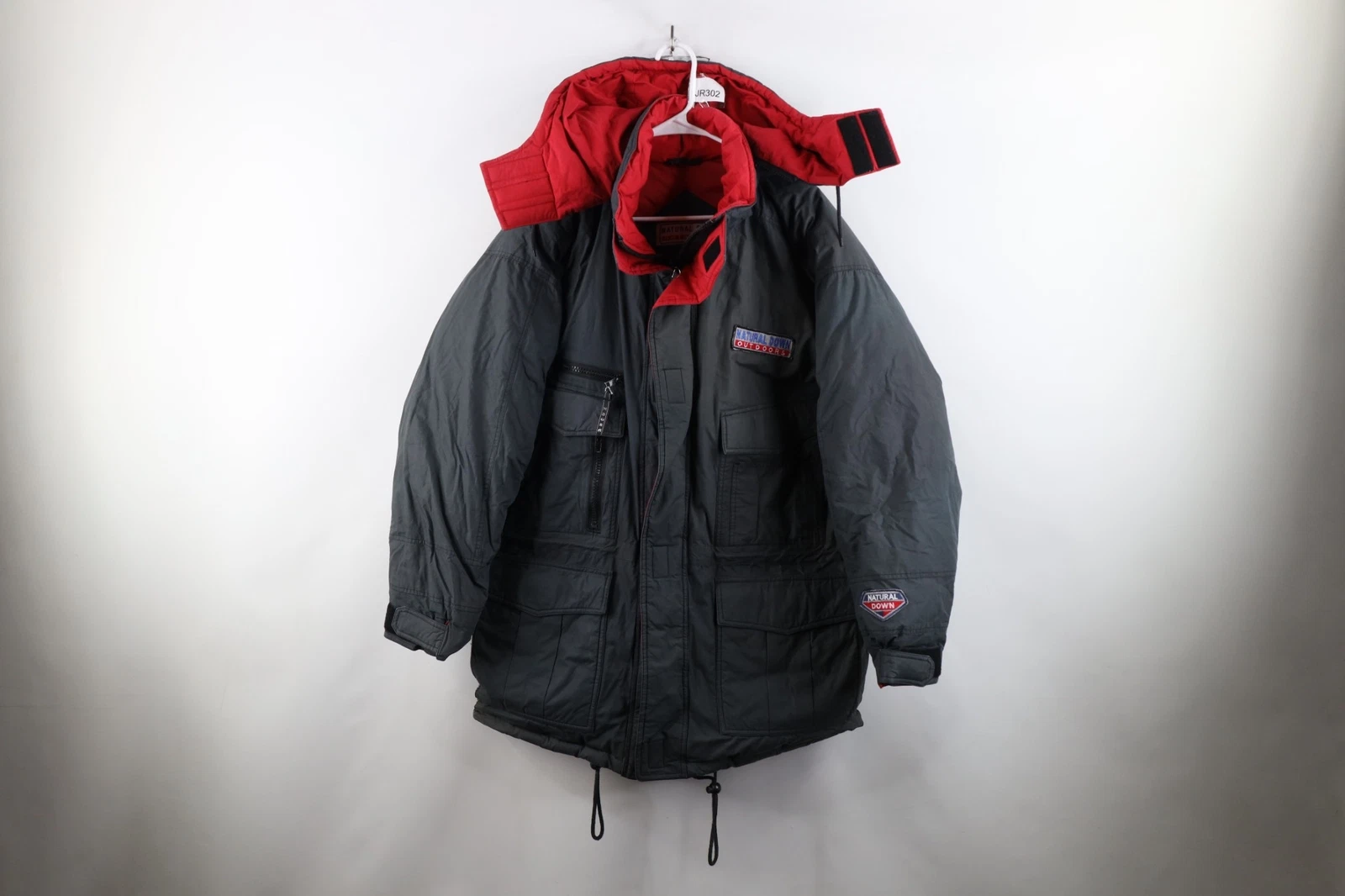 Vtg 90s Streetwear Mens M Distressed Duck Down Insulated Hooded Puffer Jacket