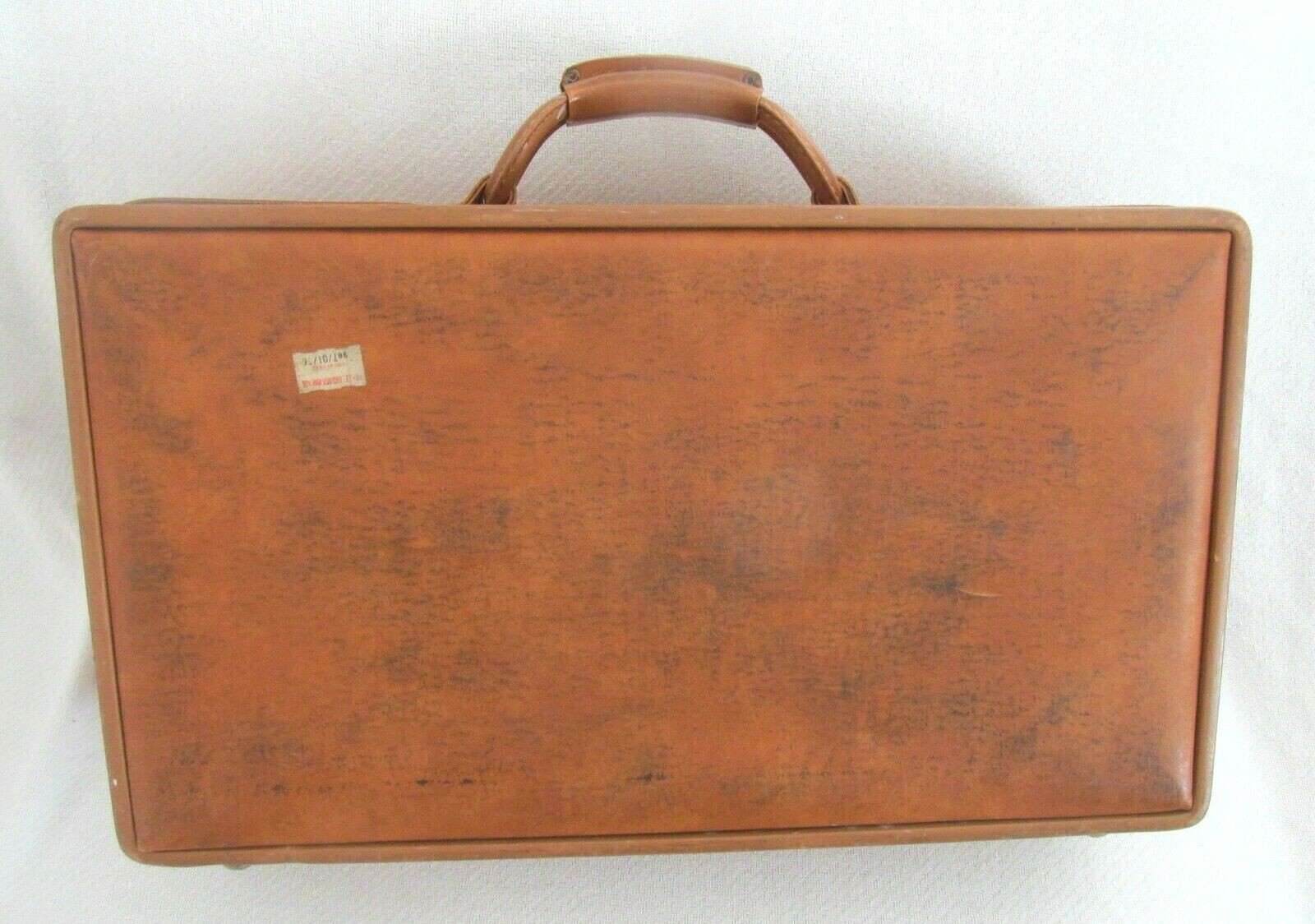 Vintage Hartmann Luggage Tan Belting Leather Suitcase Paisley Lining