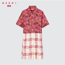 Marni X Uniqlo Open Collar Hawaii Shirt Button Down Pleated Dress S