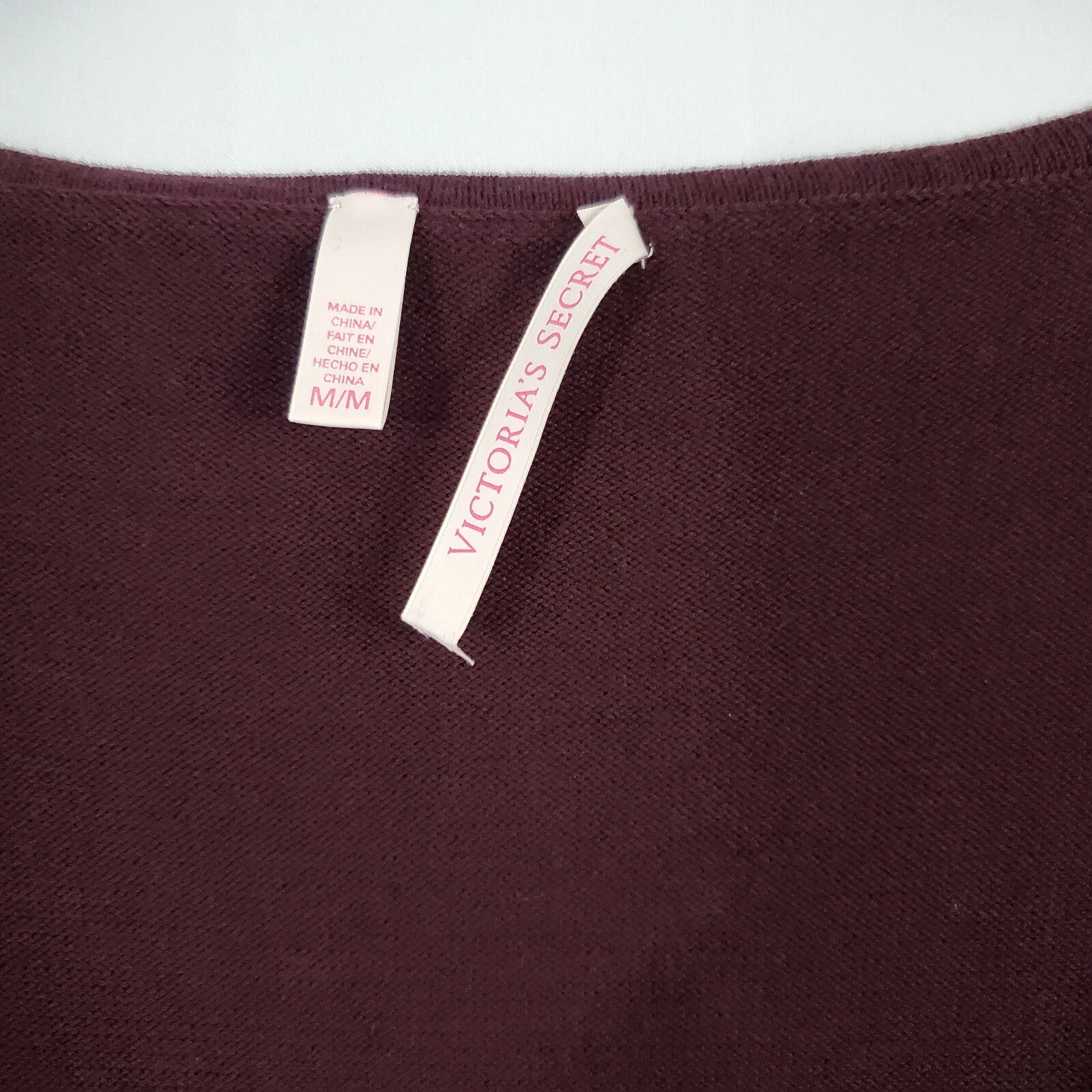 UNDERCOVER Abito donna Victoria's Secret bordeaux manica lunga scollo a scoop maglia taglia media