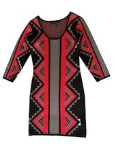 Derek Heart Medium Black & Pink Aztec Geometric Knit Bodycon Mini Dress