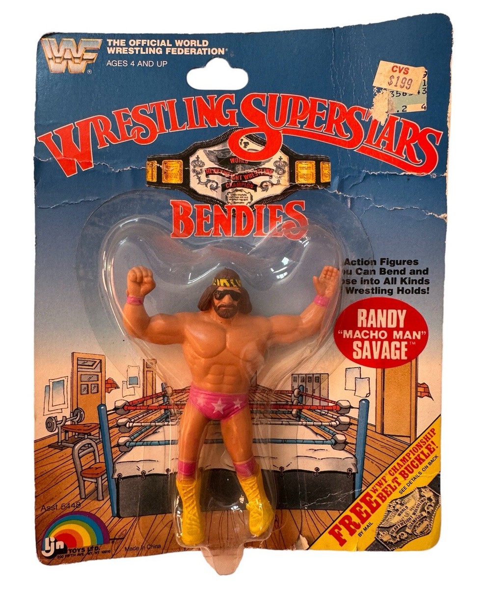 WWF LJN Bendies Macho Man WWE MOC Wrestling Superstars 80s Toys