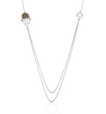 Labradorite Gemstone Hamsa Hand Designer 92.5 Silver Chain Necklace Jewelry