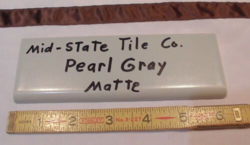 1 pc. Vintage Matte *Pearl Gray* 2” X 6” Bullnose Ceramic Tile by MID-STATE  NOS - Picture 1 of 12