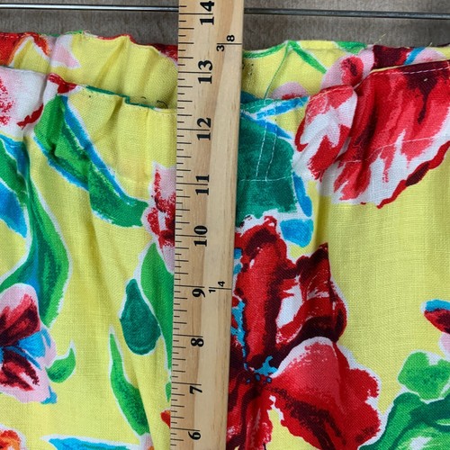 Vintage Womens Pants 31-36x26 Yellow Floral Wide Leg Relaxed Pull On Elastic - Picture 5 of 13