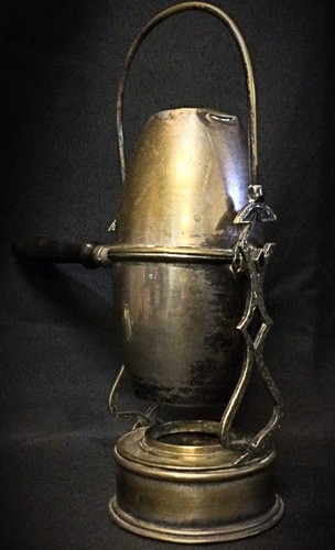 Alte Jugendstil Schaukel Kaffeekanne Messing & Kupfer Unruh Durchbrochen Ziseliert - Bild 4 von 7