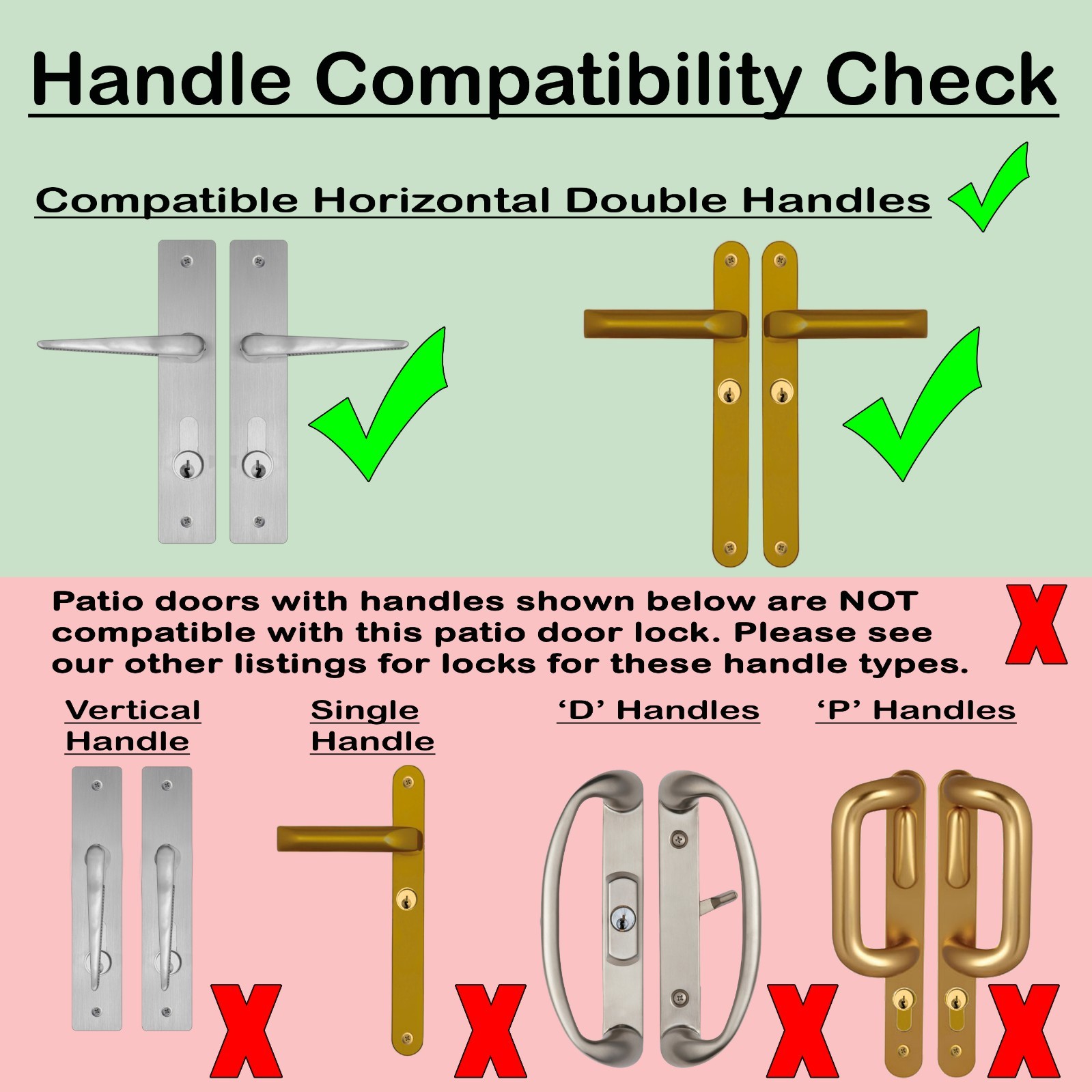 Patio French Conservatory Double Door Dead Lock Extra Security Padlock