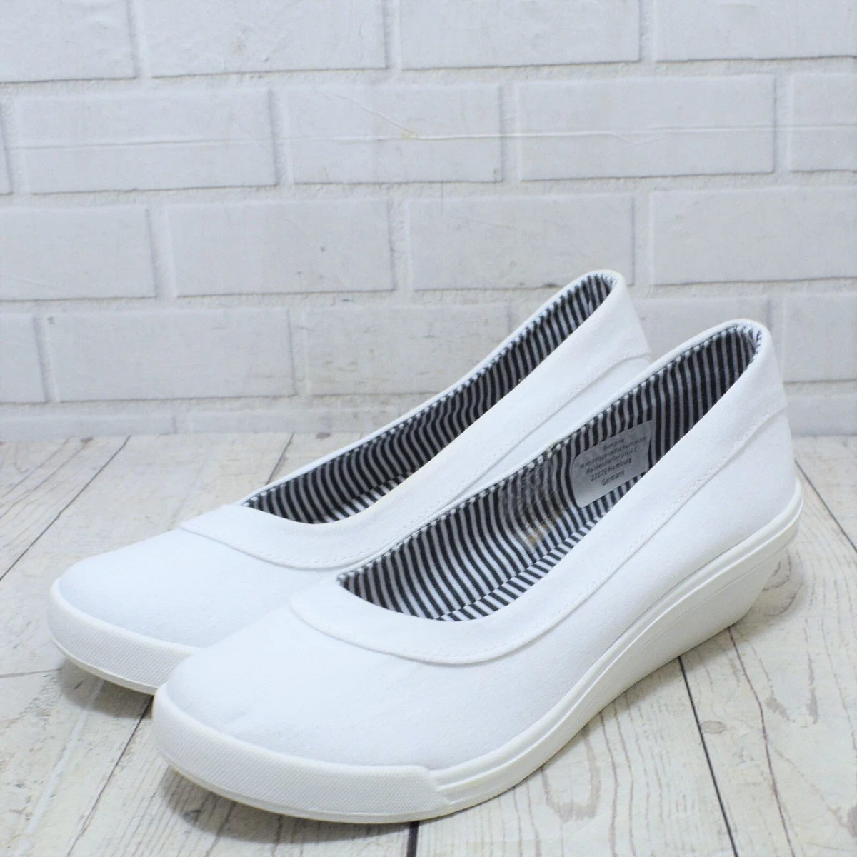 Womens Bon Prix White Canvas Slip On Rain Skimmers Flats UK 6 EUR 39 RRP 22