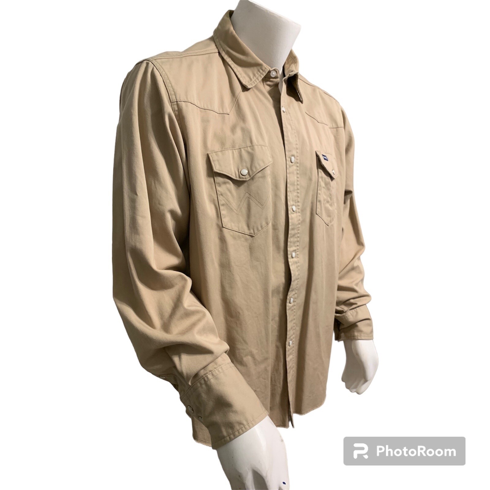 Coolhorse Long Sleeve Khaki/Brown Striped Pearl Snap Button Up Shirt