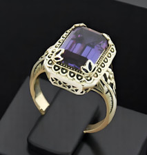 ANTIQUE STYLE COLOR CHANGING SIMULATED ALEXANDRITE 925 STERLING SILVER RING 844