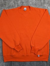Vintage Russell Athletic Crewneck Sweatshirt Men's Large Orange Blank 50/50 90s
