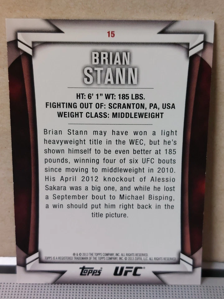 Brian Stann #15 2013 Topps UFC Knockout Blue #14/88 - Image 2 of 2