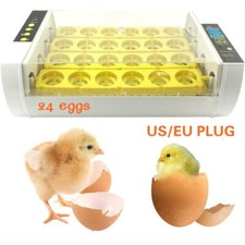 24 Eggs Dual Power Supply Turning Incubators Digital Poultry Chicken Hatcher