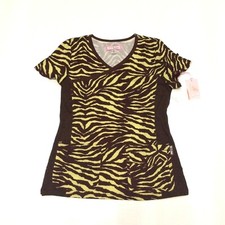 Koi Raquel Tiger Striped V Neck Medical Dental Scrub Top Women  s Size Small
