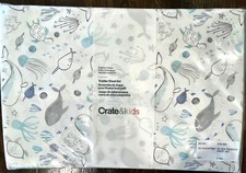 Crate  Barrel Kids 3-Piece Crib /Toddler Sheet Set Stay Cool Organic Cotton Sea
