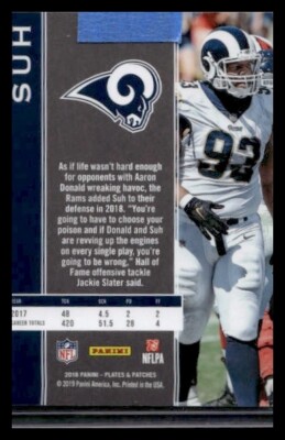 2018 Panini Plates Patches #97 Ndamukong Suh /50 Rams