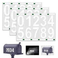 Reflective Mailbox Numbers Sticker, 3 Sets Large 0-9 Self 3" 3, white
