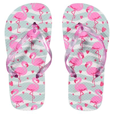 girls flamingo flip flops