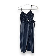 Express Wrap Cut Out Dress Blue White Stripe Spaghetti Strap Size 0