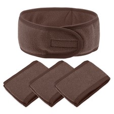 4 Pcs Spa Headband Soft Women Hair Bands for Face Washing Bath Yoga Brown