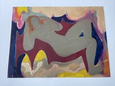 PAINTING JO CAIN LARGE ABSTRACT EXPRESSIONISM FAMOUS LISTED MID CENTURY AS IS