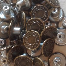 APPROX 25MM HAMMER ON DENIM/ JEAN BUTTONS X 10  ANTIQUE EXCLUDING FIXING PINS