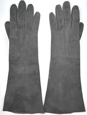 Vtg Landel Womens Long Gray Real Kid Leather Gloves France Size 6.75