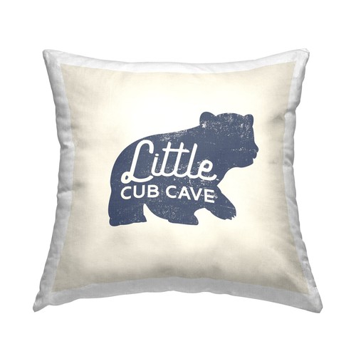 Little Cub Cave Bear Design by Daphne Polselli Throw Pillow, 18 x 18, Beige