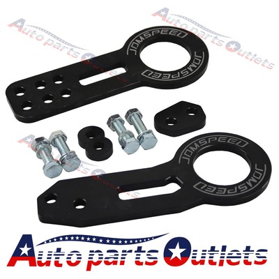 JDMSPEED Front Rear BLACK ANODI Billet Aluminum Racing Tow Hook Kit CNC JDM