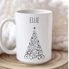 Custom Christmas Mug Personalized Christmas Tree Coffee Mug Stocking Stuffer