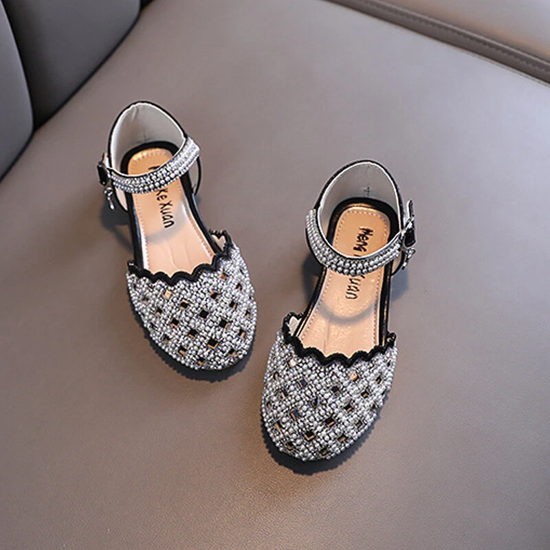 Girls Sandals Wedding Kids Beach Party Princess Dress School Show Flats Shoes - Image 3 of 4