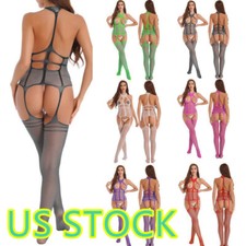 Women Bodysuit Lingerie Fishnet Body Stocking Babydoll Nightwear Sleepwear